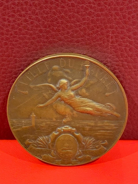 MÉDAILLE VUE SUR la rade de la Ville de Marseille c1920 Gustave Martin