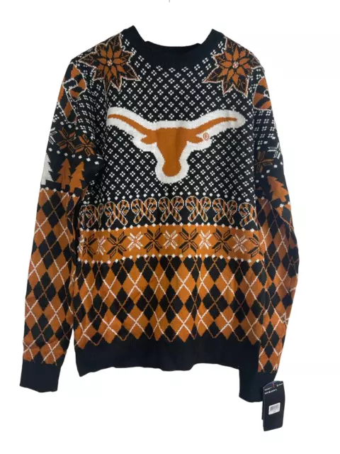 KLEW Uomo Texas Longhorns Vacanza Brutto Maglione, Nero, Piccolo