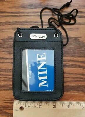 I ❤ Jesus Engraved ID Badge Card Holder Vertical Snap Rear Pouch Thin Lanyard