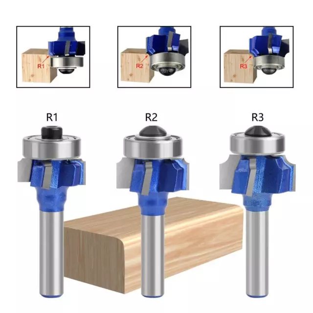 4 Zähne Trimmen Fräser R1/R2/R3 mit 6/6.35/8mm Schaft für Holz Bearbeitung