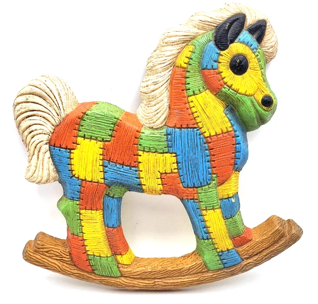 Vintage Patchwork Pony Rocking Horse Wall Decor Foam Craft Frankies Designs 1985