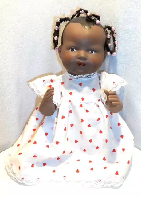 Vintage Armand Marseille Germany 351/4K porcelain Bisque Black Baby Doll Braids