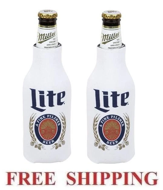 MILLER LITE 2 Beer Bottle Koozie Coolie Huggie Coozie Cooler New 15.98