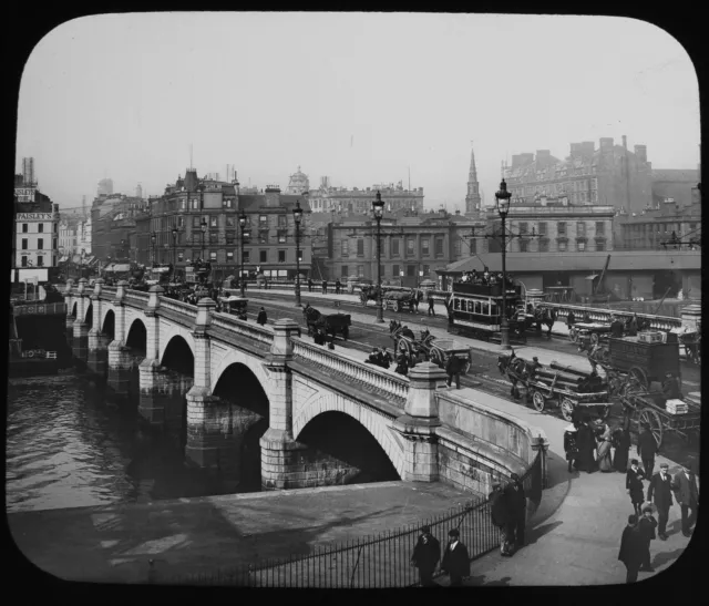 GLASGOW BROOMIELAW BRIDGE C1890 ALTES FOTO Magic Latern Rutsche SCHOTTLAND GWW