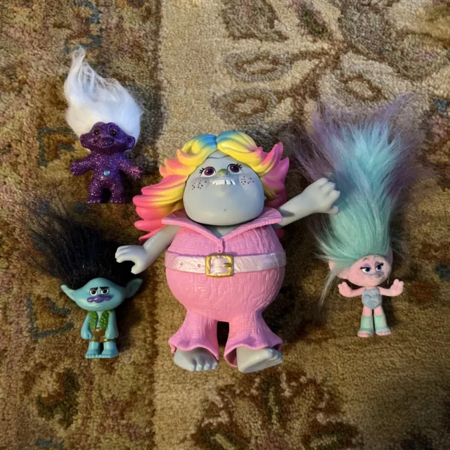 Trolls Bridget Lady Glitter Sparkles & Poppy Troll Figures