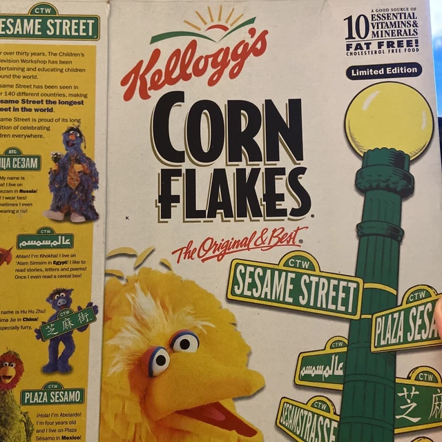 KELLOGGS CORN FLAKES Collectible Empty Box Sesame Street Big Bird 2001