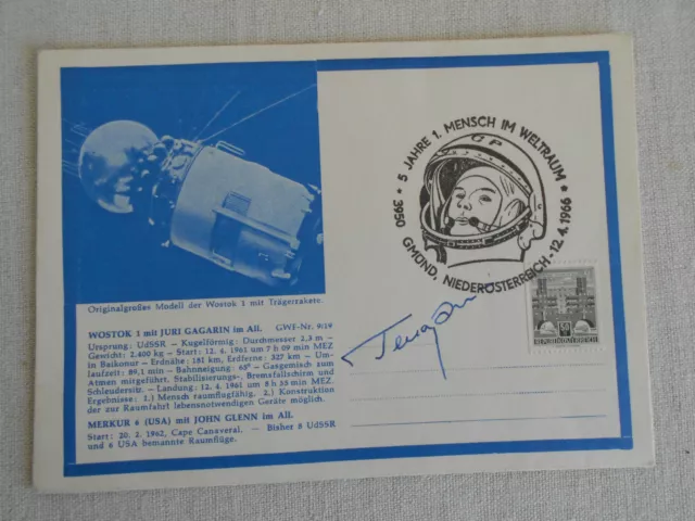 Wostok 1 Karte Gmünd original signiert Juri Gagarin