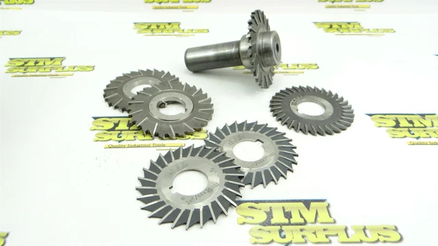 Lot Of 6 Hss Slotting Saws 3" X 5/64" 1/8" & 3/16" Width + Arbor Moon