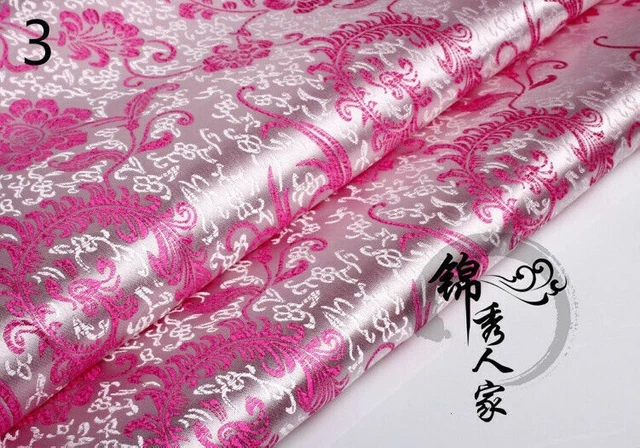 Tissu Satin Jacquard Chinois Doré - Motif Dragon, Vente Au Mètre - Pour Qipao, Robe