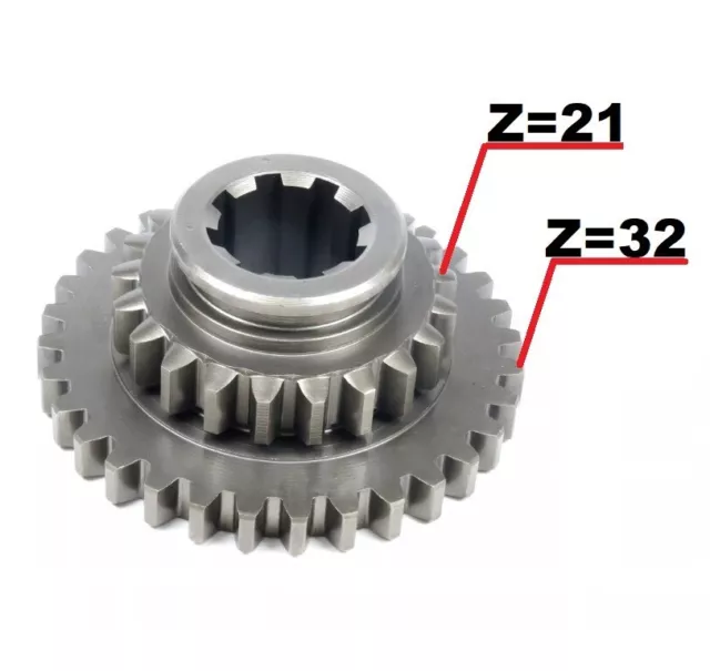 Gear 2 and 4 gears,sliding (z=21/32) D-65 tractor Belarus 600/611/615/650/652/