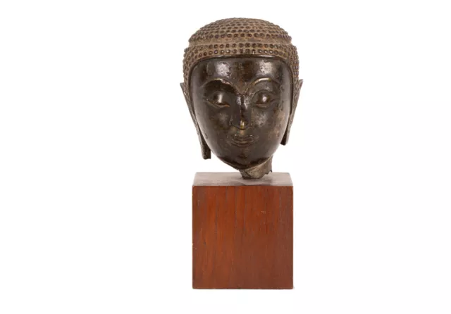 Thailand 17. Century Ein Antique Ayuthia Bronze - Head One Monk / Buddha