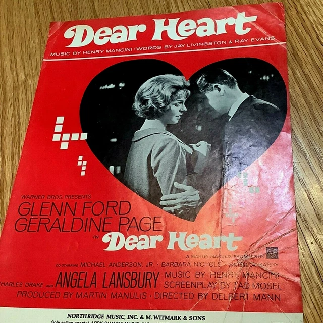 SALE~VINTAGE~DEAR HEART& SHEET Music Movie~Henry Mancini~1964~Piano and