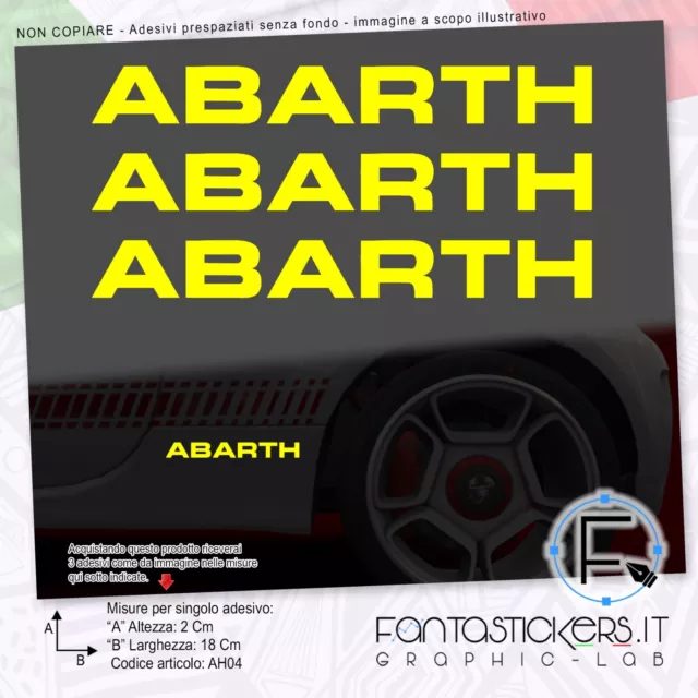 3x Adesivo Abarth Logo Dritto 500 595 695 Biposto - Auto Tuning Sticker AH04-7