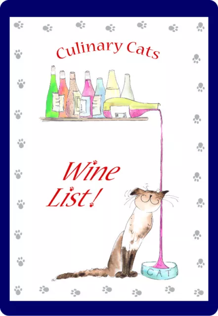 Cat Tea Towel - Wine List - 100% Cotton - Culinary Cats - Humorous Cat Gift