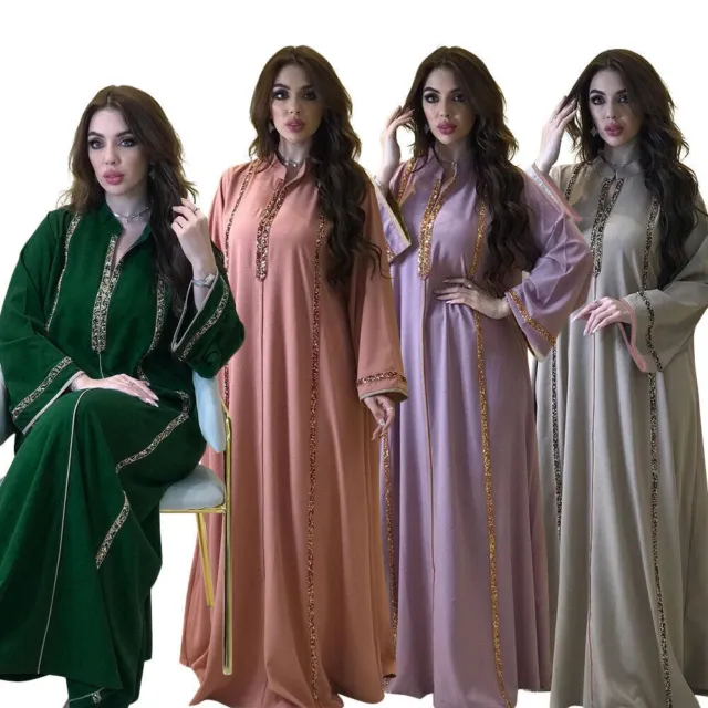 Islamic Modest Kaftan Eid Muslim Women's Party Dress Dubai Turkey Abaya Moroccan