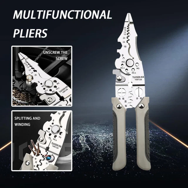 DURATECH 3-Piece Pliers Set - 6-in-1 Wire Stripper/Crimper/Cutter, 8.5" Linesman, Needle Nose & Side Cutters - View #5