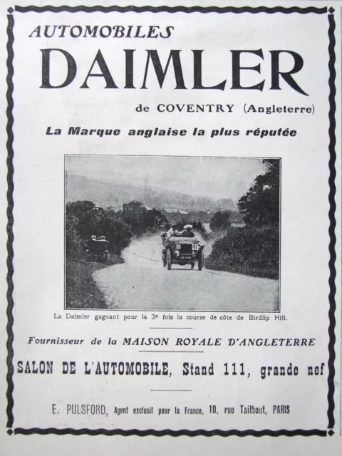 1906 Daimler Automobiles Winning Birdlip Hill Hill Top Press Advertisement