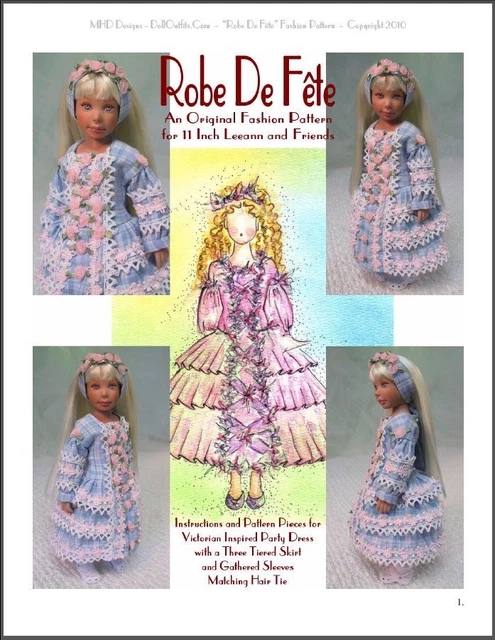 "Robe De Fête" Fashion Pattern for 11 Inch Leeann Dolls