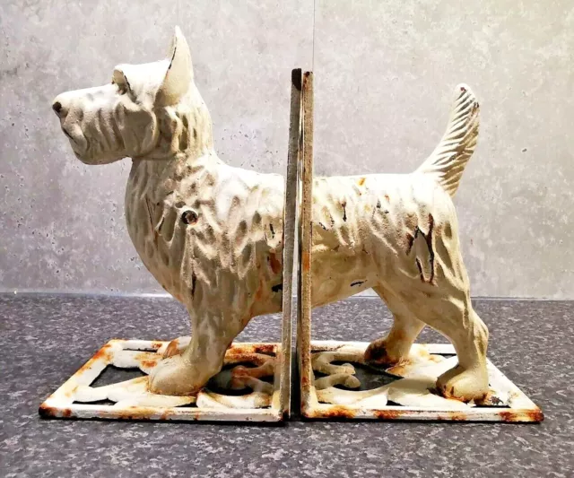 VINTAGE Cast Scottie Scottish Terrier Dog Bookends Doorstop 9” L x 7” H x 4” W