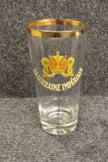 Ancien verre biere émaillée "La  lorraine Impériale " brasserie de xertigny Rare 2