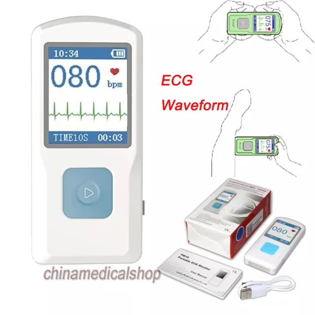US Seller ECG/EKG Monitor Handheld Portable Electrocardiograph LCD USB Bluetooth
