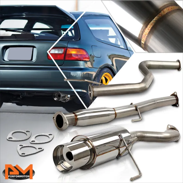 For 92-00 Honda Civic Coupe Sedan 4.5" Tip Muffler Racing Catback Exhaust System