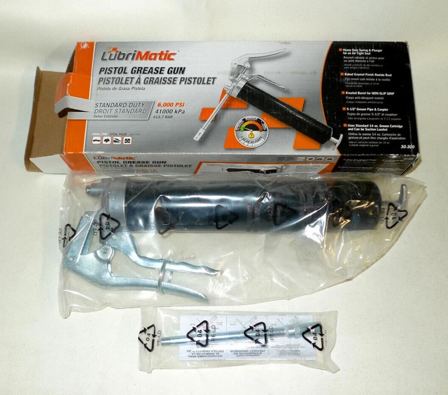 LUBRIMATIC MANUAL PISTOL GREASE GUN Metal 6000 psi Standard Duty 30300
