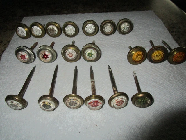 20 Victorian Sulfate Decorated Picture Hooks / Hanger Nails Pin Wheel Design