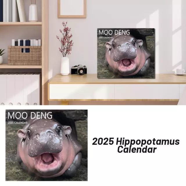 2025 MOO DENG Calendar, 2025 Moo Deng Pygmy Hippo Monthly Calendar Wall