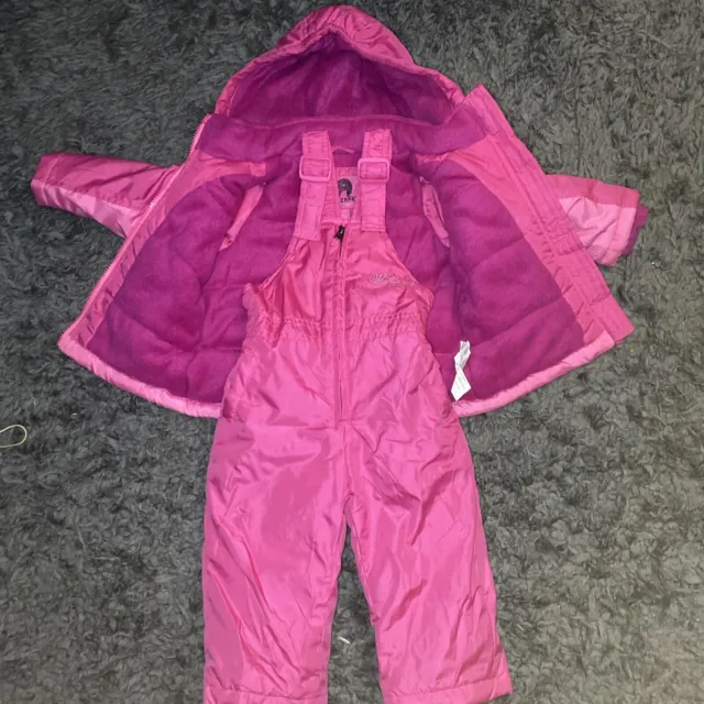 Weatherproof 12 Mo Toddler Girls Pink Ski Snow Bib Winter Hooded Jacket 12 2