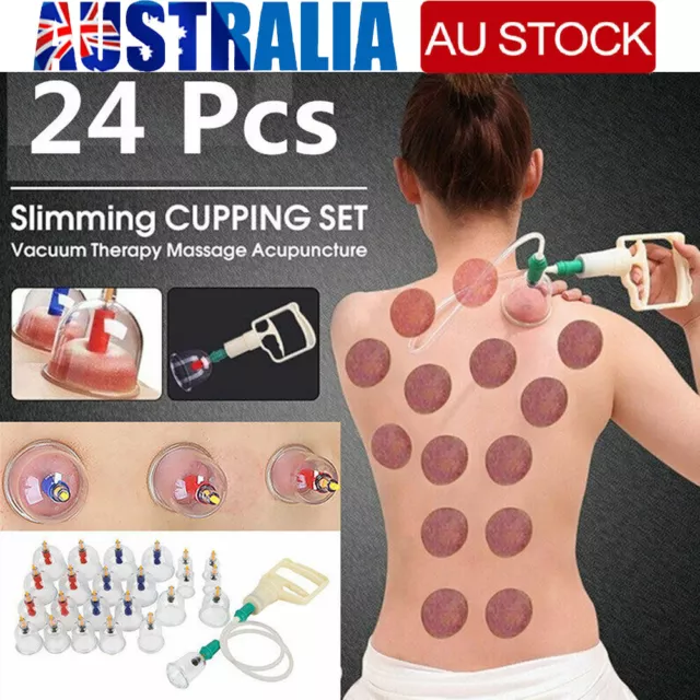 24 Cups Set Vacuum Massage Cupping Kit Acupuncture Suction Massager Pain Relief