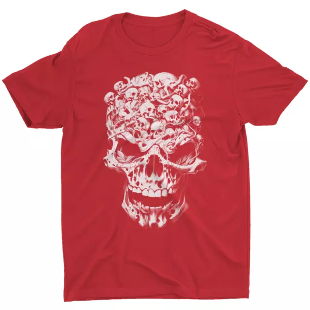 Skull Head T-Shirt Mens Retro Graphic Shirt Cotton Skulls Biker Dad Gift Tee