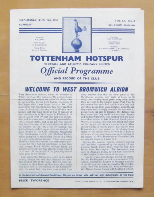 TOTTENHAM HOTSPUR Home Football Programmes 1959/1960 *Pick The One You Need*