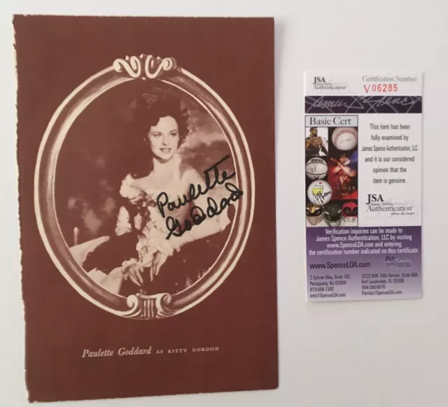 Paulette Goddard Signed Autographed 5x8 Magazine Photo JSA Certified