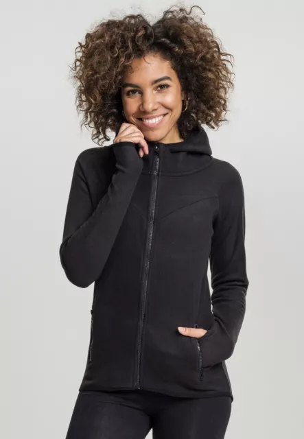 Urban Classics Damen Hoodie Zip Ladies Polar Fleece Zip Hoody Black