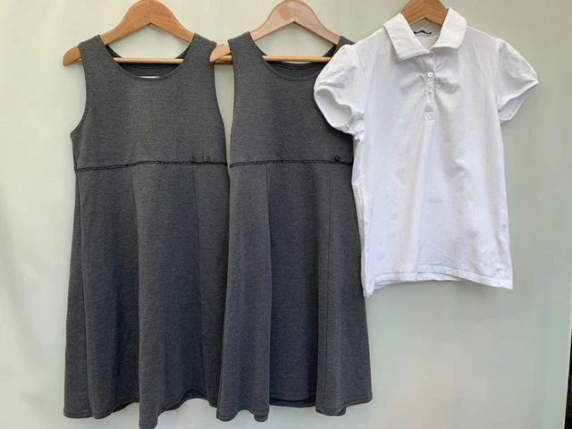Girls Bundle school uniform pinafore dress blouse age 9/10 years M&S George