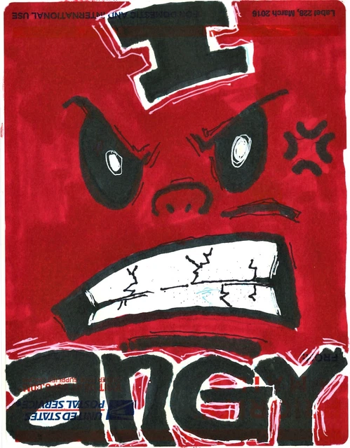 I ANGY graffiti sticker street art hand drawn USPS label 228