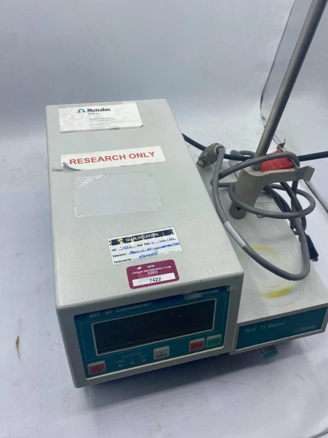 Metrohm Brinkmann 831 K Coulometer with 703 Ti Stand Titrator Mixer Electrode