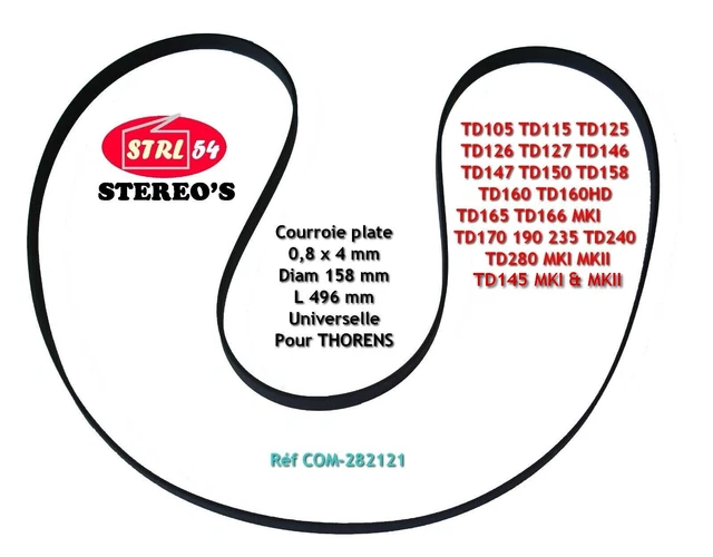 Courroie Pour Platine Vinyle Tensai TD-860B - Pièce De Remplacement