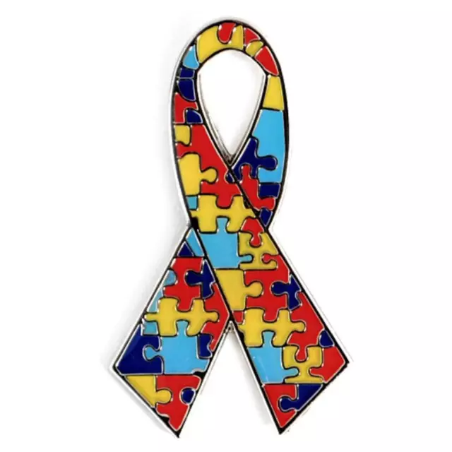 AUTISM AWARENESS RIBBON LAPEL PIN 1.25" Metal Enamel Hat Tie Tack Badge Support