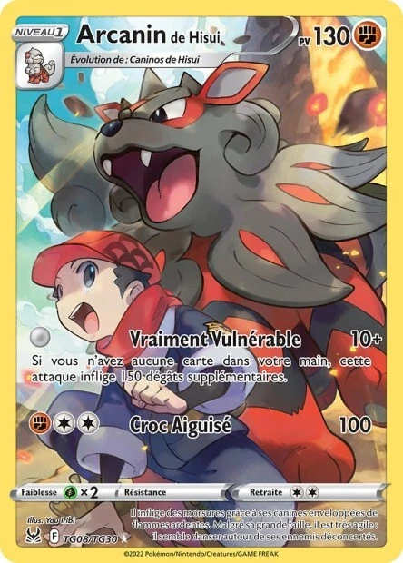 Carte Pokémon Arcanin de Hisui TG08/TG30 EB11 Epée Bouclier Origine Perdue NEUF