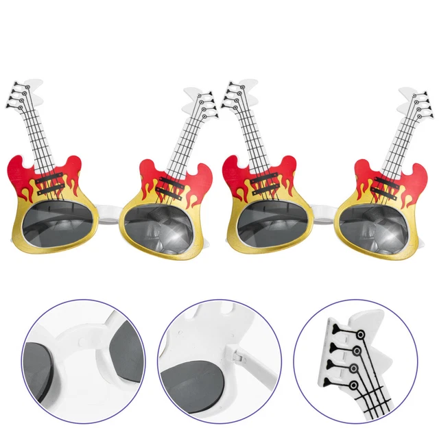 2 Pares Guitarra Novedad Gafas Sol Foto Accesorios Fiesta Favors Liefe
