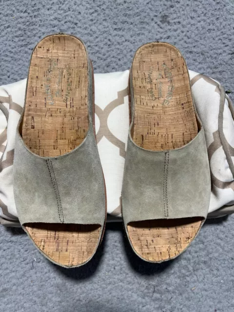 KORK-EASE Tutsi Slides Womens 7 Gray Leather Sandals Comfort Etiope New