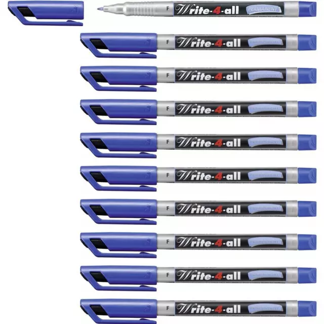 Permanent-Marker STABILO Write-4-all fein 10er Pack blau CDs DVDs beschriften