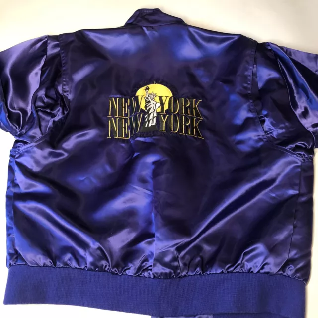 Vintage New York New York Casino Las Vegas Satin Jacket Mens M Purple