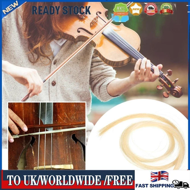 2 Hank Universal Yellow+White Stallion Horse Hair for Violin Bow Instrument Part