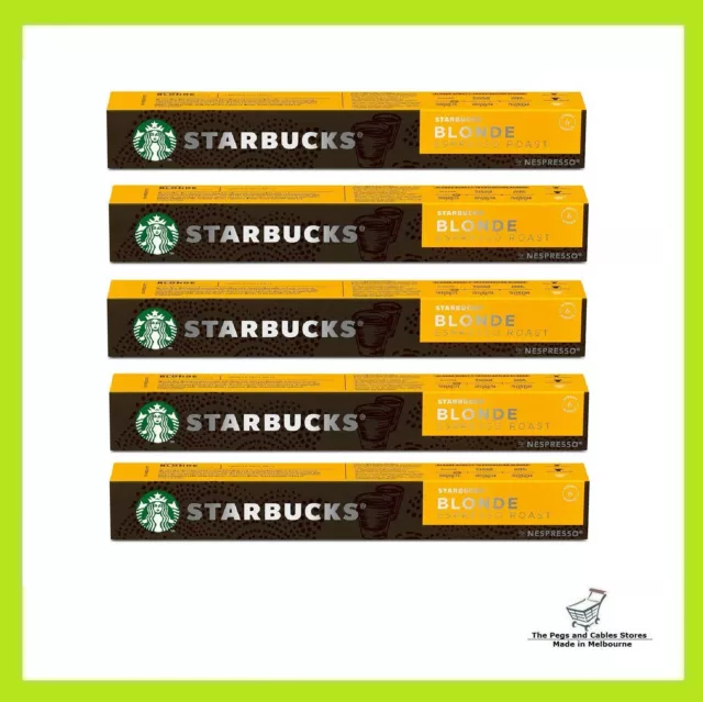 Starbucks by Nespresso Blonde Espresso Roast Coffee Pods 50 Capsules (5 sleeves)