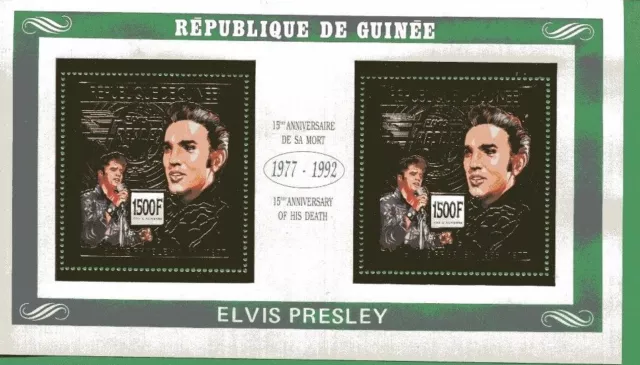 ELVIS PRESLEY Gold Foil Souvenir Sheet #C176 x2 MNH / Guinea - E30