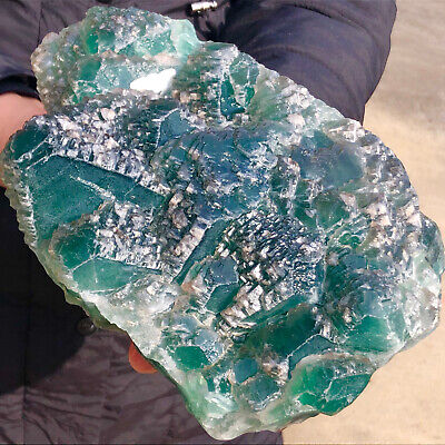 6.64lb  Natural Green cubic Fluorite Crystal Cluster mineral sample healing