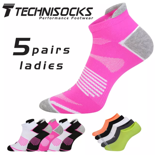 Ladies 5 Pack Trainer Liner Socks Invisible Gym Running Cushioned Socks Size 4-8